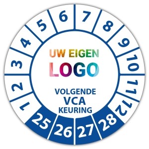 Keuringssticker volgende VCA keuring - Keuringsstickers op rol logo