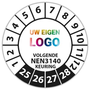 Keuringssticker volgende NEN 3140 keuring - Keuren van computers, stofzuigers en kofieapparaten logo