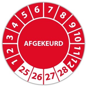 Keuringssticker afgekeurd (met datum) - Keuringsstickers op vel