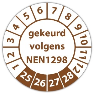 Keuringssticker gekeurd volgens NEN 1298 - Keuringsstickers op vel