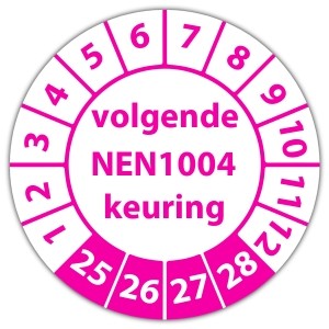 Keuringssticker volgende NEN 1004 keuring - Keuringsstickers NEN-normen