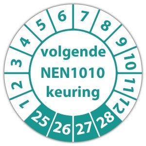 Keuringssticker volgende NEN 1010 keuring - Keuringsstickers NEN-normen