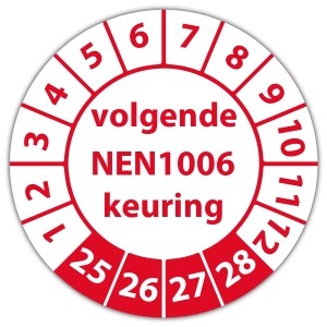 Keuringssticker volgende NEN 1006 keuring - Keuringsstickers NEN-normen