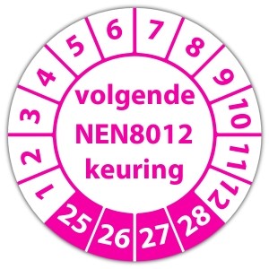 Keuringssticker volgende NEN 8012 keuring - Keuringsstickers NEN-normen