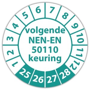 Keuringssticker volgende NEN-EN 50110 keuring - Keuringsstickers NEN-normen