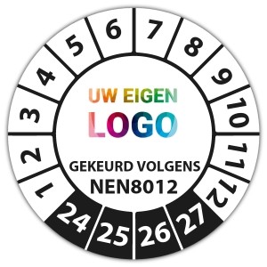 Keuringssticker gekeurd volgens NEN 8012 - Keuringsstickers op vel logo