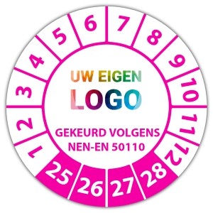 Keuringssticker gekeurd volgens NEN-EN 50110 - Keuringsstickers op vel logo