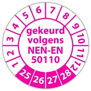 Keuringssticker gekeurd volgens NEN-EN 50110 - Keuringsstickers op vel