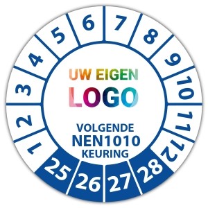 Keuringssticker volgende NEN 1010 keuring - Keuringsstickers op vel logo