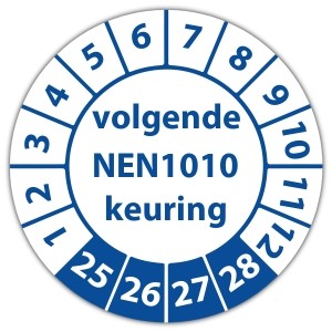 Keuringssticker volgende NEN 1010 keuring - Keuringsstickers op vel