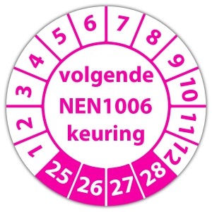 Keuringssticker volgende NEN 1006 keuring - Keuringsstickers op vel