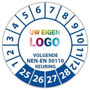 Keuringssticker volgende NEN-EN 50110 keuring - Keuringsstickers op vel logo