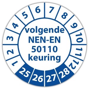 Keuringssticker volgende NEN-EN 50110 keuring - Keuringsstickers op vel