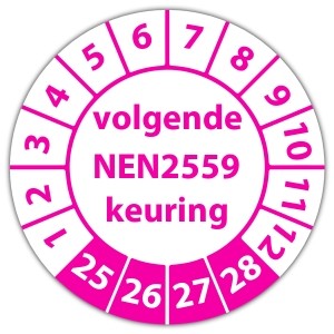 Keuringssticker volgende NEN 2559 keuring - Keuringsstickers NEN-normen