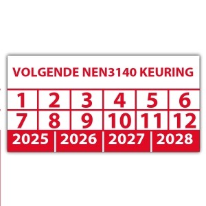 Keuringssticker volgende NEN 3140 keuring - Keuringsstickers op rol