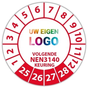 Keuringssticker Ultra Destructable volgende NEN 3140 keuring - Keuringsstickers op rol logo