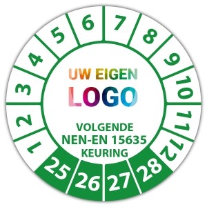 Keuringssticker volgende NEN-EN 15635 keuring - Keuringsstickers NEN-normen logo