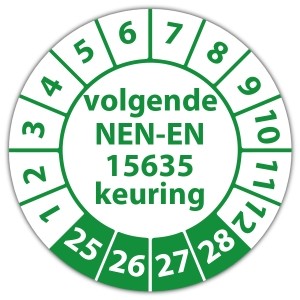 Keuringssticker volgende NEN-EN 15635 keuring - Keuringsstickers NEN-normen