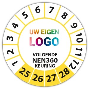 Keuringssticker volgende NEN 360 keuring - Keuringsstickers IMO-kleurcodering logo