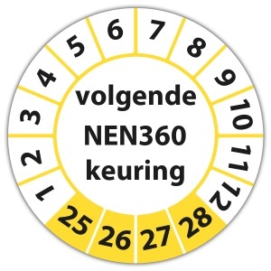 Keuringssticker volgende NEN 360 keuring - Keuringsstickers IMO-kleurcodering