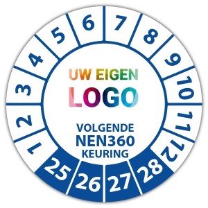 Keuringssticker volgende NEN 360 keuring - Keuringsstickers NEN-normen logo