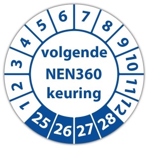 Keuringssticker volgende NEN 360 keuring - Keuringsstickers NEN-normen