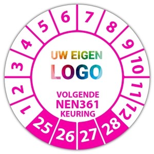 Keuringssticker volgende NEN 361 keuring - Keuringsstickers NEN-normen logo