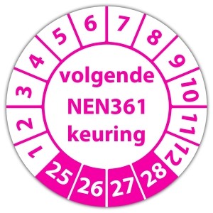 Keuringssticker volgende NEN 361 keuring - Keuringsstickers NEN-normen