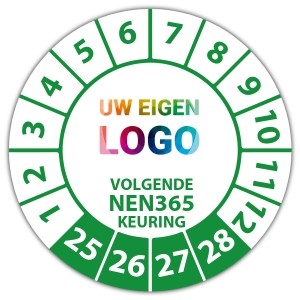 Keuringssticker volgende NEN 365 keuring - Keuringsstickers NEN-normen logo