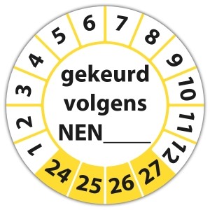 Keuringssticker gekeurd volgens NEN-norm (eigen invoer) - Keuringsstickers IMO-kleurcodering