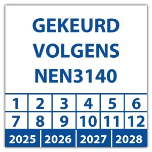 Keuringssticker gekeurd volgens NEN 3140 - Keuringsstickers op vel