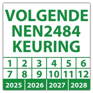 Keuringssticker volgende NEN 2484 keuring - Keuringsstickers NEN-normen