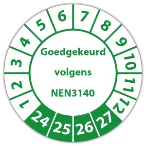 Keuringssticker Goedgekeurd volgens NEN 3140 - NEN3140 keuringsstickers - Machines en gereedschappen