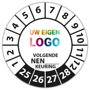 Keuringssticker volgende NEN-norm keuring (eigen invoer) - Eigen NEN invoer keuringsstickers logo