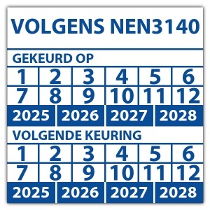 Keuringssticker dubbel volgens NEN 3140 - Keuringsstickers op rol