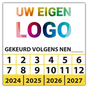 Keuringssticker gekeurd volgens NEN-norm (eigen invoer) - Keuringsstickers IMO-kleurcodering logo