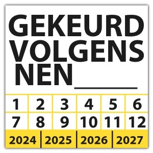 Keuringssticker gekeurd volgens NEN-norm (eigen invoer) - Keuringsstickers IMO-kleurcodering